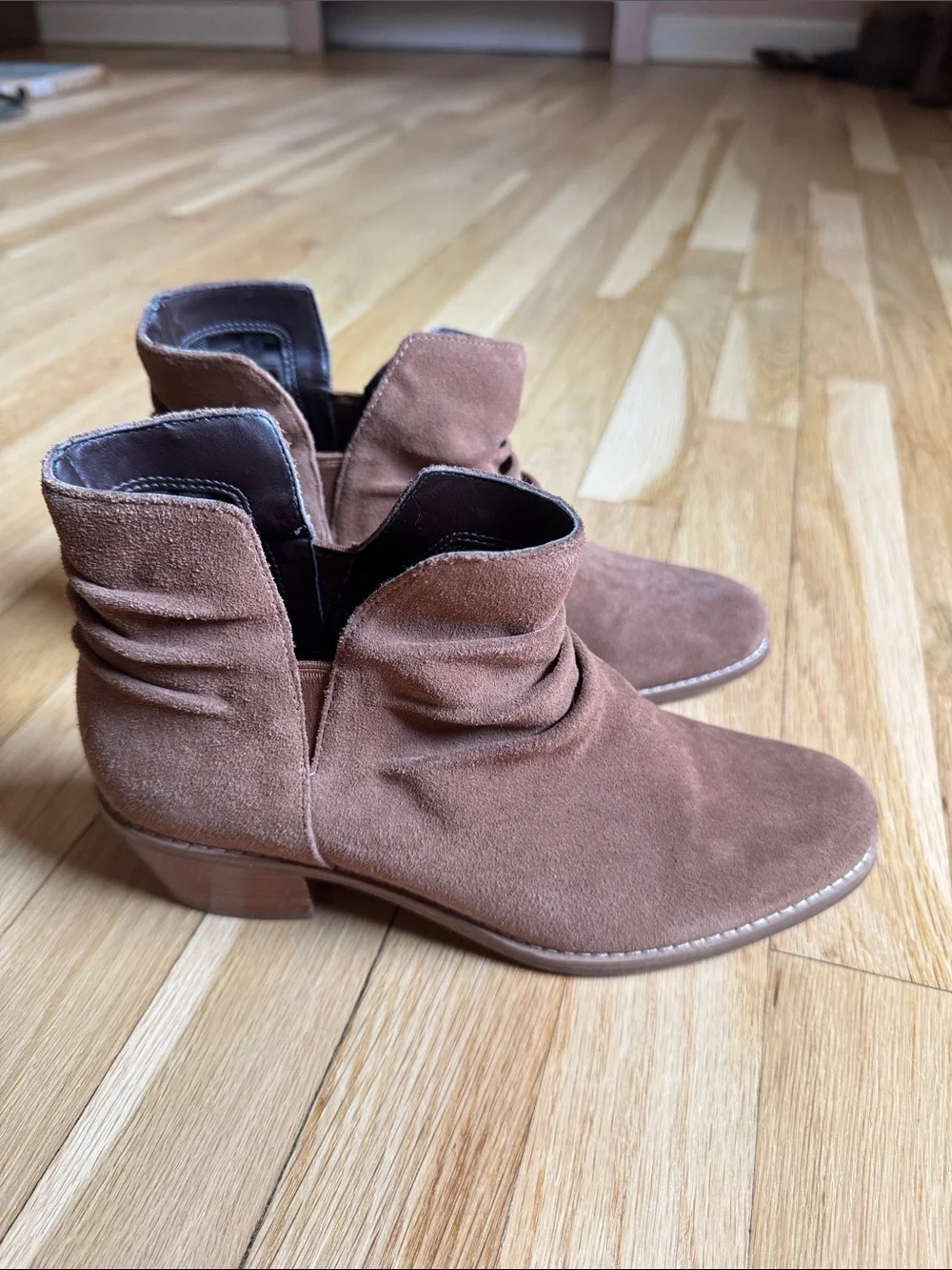 Cole Haan Suede Slouch Ankle Boots in Rust Brown
